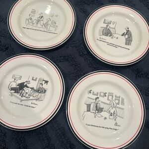 Restoration Hardware- The New Yorker Wine Cartoon Cheese Plate set of 4- 8”